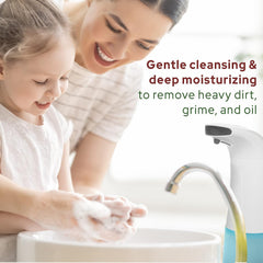 Puremax lemon basil foaming soap pump in action for gentle cleansing
