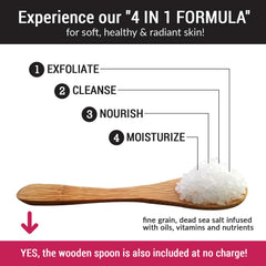 PureSCRUBS eucalyptus scrub loofah pad buffing away dry skin for softness.