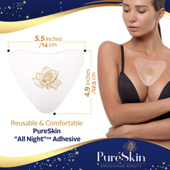 PureSkin Chest Wrinkle Pads on skin at night deliver smoother décolletage over time.