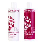 Purezero Apple Cider Vinegar Shampoo bottle demonstrates detox-ready scalp cleansing.