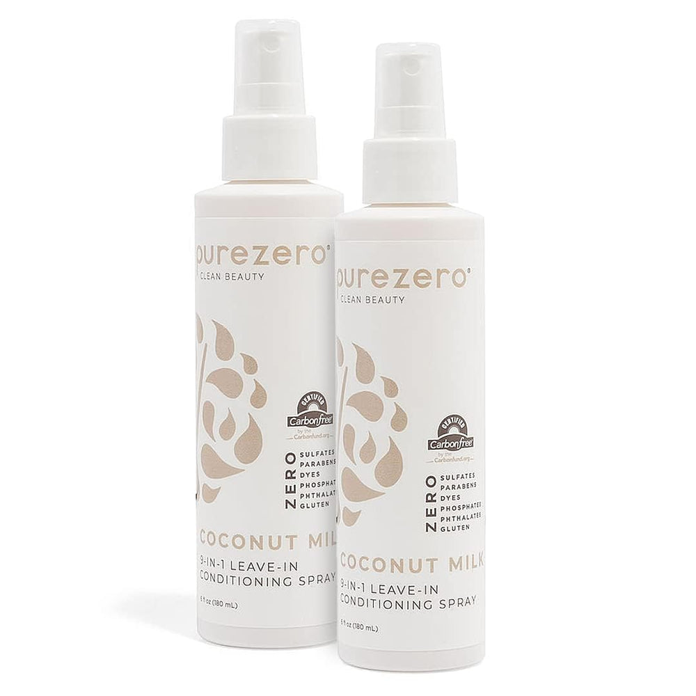 Purezero Coconut Milk leave-in bottle for daily hydration and frizz control.
