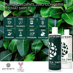Purezero Tea Tree & Matcha conditioner bottle, hydrating routine.