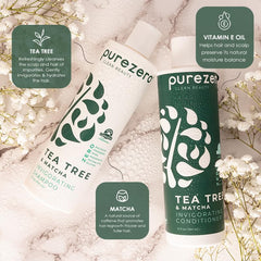 Purezero Tea Tree Oil drops close up indicating soothing scalp formula.