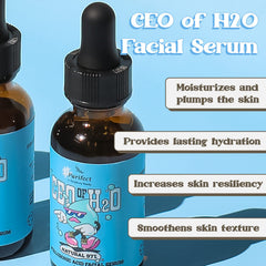 Purifect CEO of H2O serum dropper highlights quick-absorb hydration under makeup.