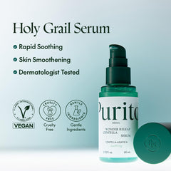 PURITO Centella Serum texture swirl shows lightweight hydration for all skin types.