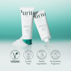 PURITO Mighty Bamboo Panthenol Cleanser foaming texture shown for a creamy cleanse