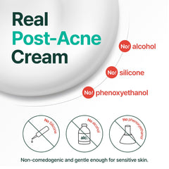 PURITO Panthenol 10% Post-Acne Cream ingredient panel highlighting panthenol and niacinamide.