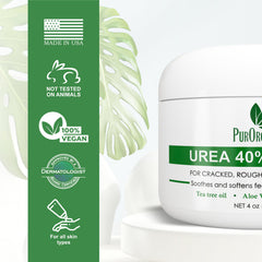PurOrganica foot cream applied on heel shows hydration.
