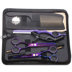 Purple Dragon 5.5 inch scissors set with razor delivers precision cuts