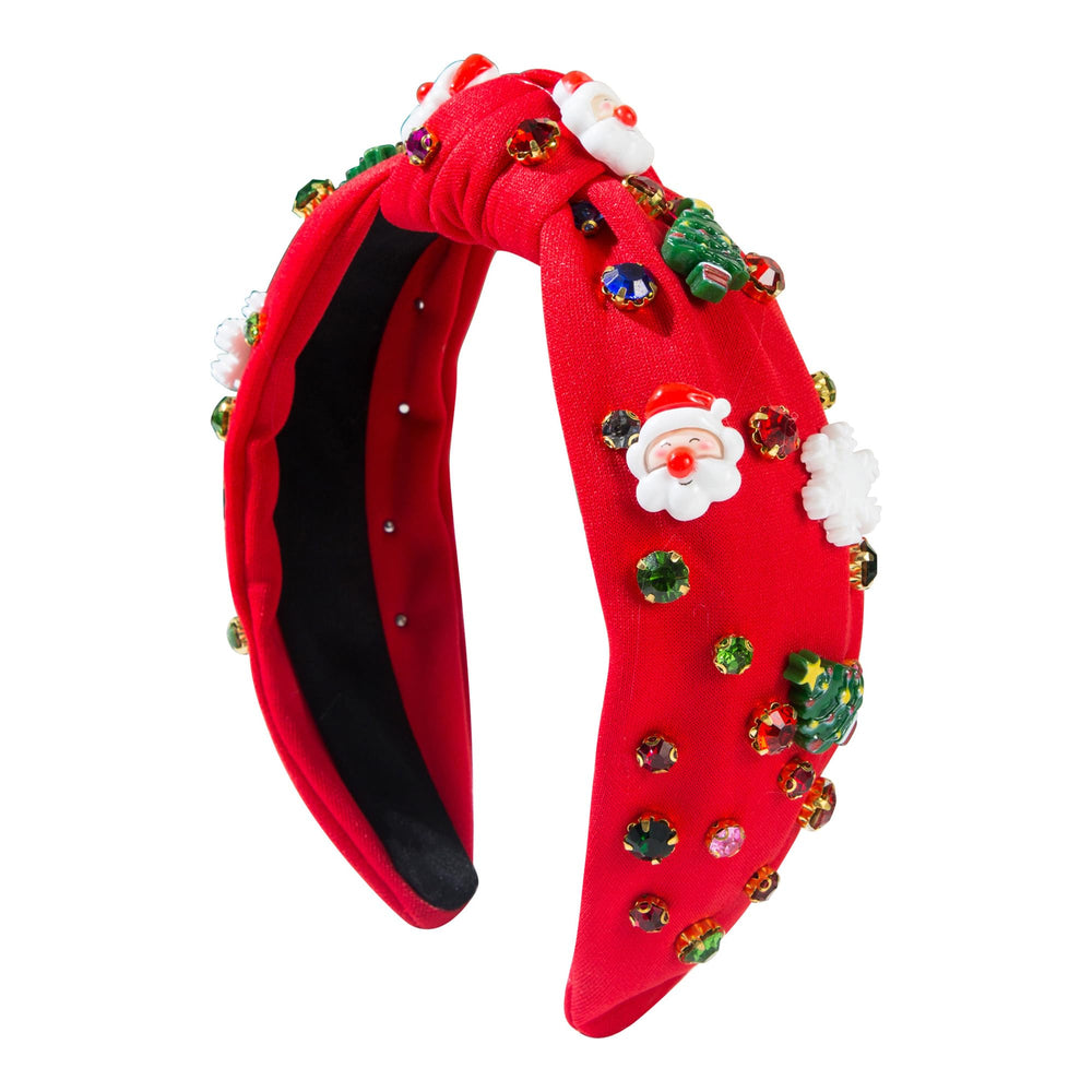 pvq Christmas headband for women with a red knotted design for holiday photos.