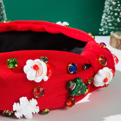 pvq headband with rhinestones and Christmas tree detail for sparkling parties.