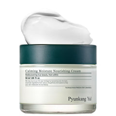 Pyunkang Yul PKY Calming Moisture Cream bottle demonstrates instant soothing hydration for sensitive skin.