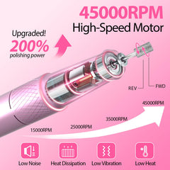 PYVOLA nail drill LED display shows real-time speed for precise shaping