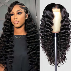 PYY Deep Wave Lace Front Wig 13x4 front view shows natural, undetectable hairline.