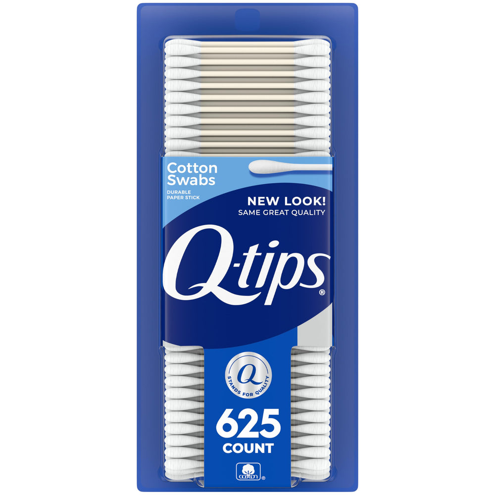 Q-tips cotton swabs 100% cotton pack for precise beauty touch-ups and gentle cleaning.