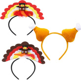QHZHANG Thanksgiving turkey headband set for festive photos and family gatherings.