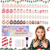 QIEK kids press-on nails almond shape for tween manicures