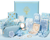 Qinline gift box unboxing with eight teen gifts for joy and celebration.