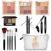 QIONG all-in-one makeup kit with Flamingo bag, ideal for travel-ready looks.