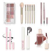 QIONG all-in-one makeup kit palette showing 10 colors for versatile looks.