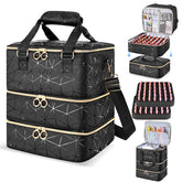 Qiyfddf nail polish organizer top view showing three-layer design for travel-ready setup