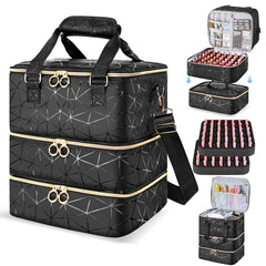 Qiyfddf nail polish organizer top view showing three-layer design for travel-ready setup