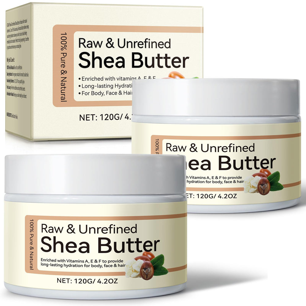 QJCWXIAOX 2-pack shea butter packaging closeup for DIY skincare