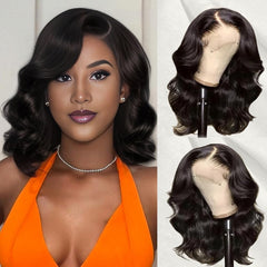 Qmaple Bob wig human hair 13x4 lace-front closeup showcases natural color and smooth texture for everyday wear.