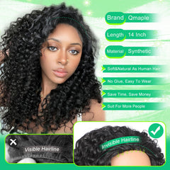 Qmaple half wig side view shows fluffy natural bounce without tangles