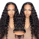 Qokyku glueless wig with deep wave lace front 24 inch showcases natural volume for quick styling
