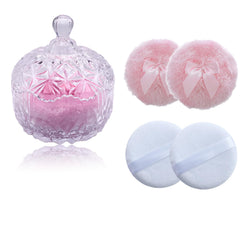 Qopoto large body powder puff with clear container for easy storage