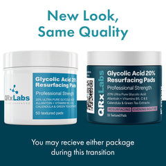QRxLabs glycolic-acid-20-percent-pads-textured-closeup demonstrates consistent exfoliation with non-woven pads.