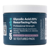 QRxLabs glycolic acid 20% resurfacing pads jar ready for nightly exfoliation