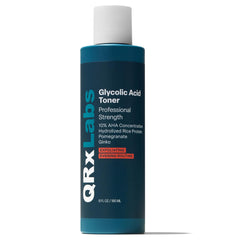 QRxLabs Glycolic Toner bottle ready for exfoliation and smoother skin.