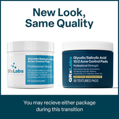 QRxLabs Salicylic & Glycolic Pads jar display for practical acne care routine.