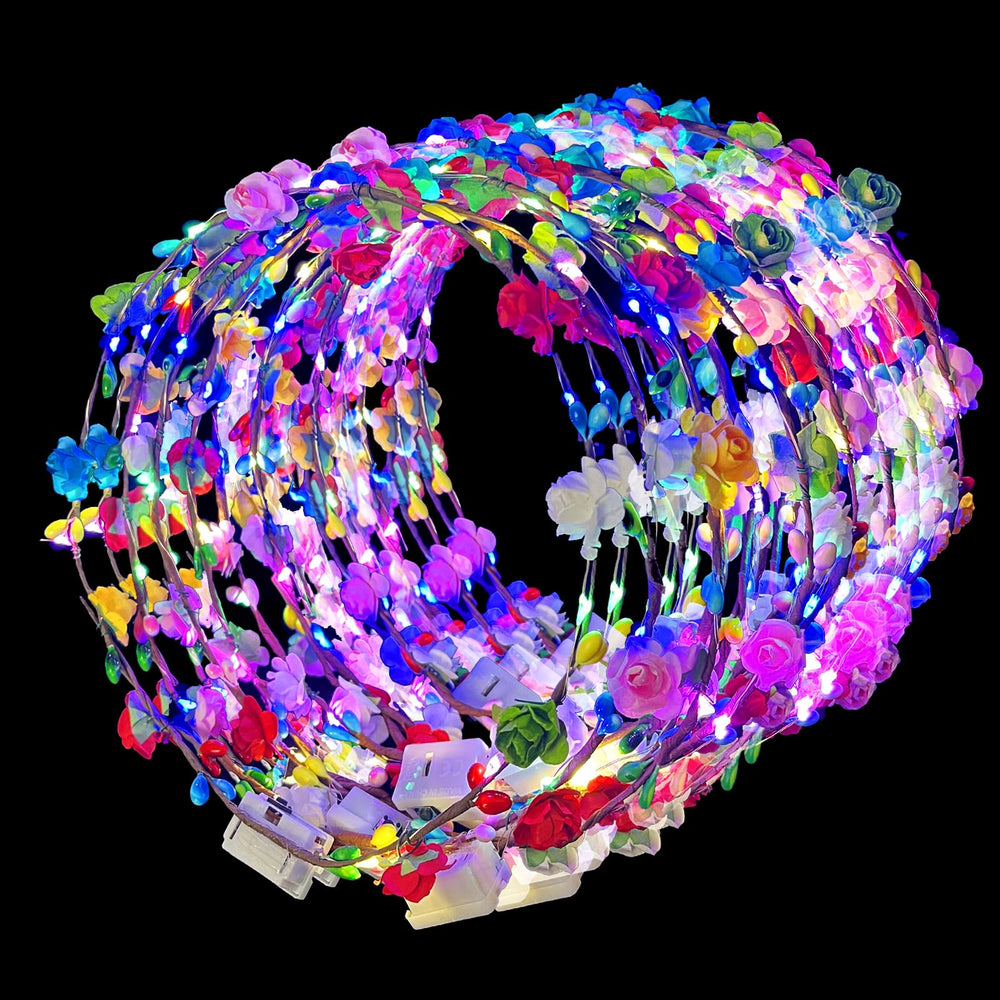 QSJQllo LED flower crown glowing headpiece for weddings and celebrations