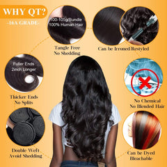 QTHAIR Brazilian Body Wave bundles unboxing reveals soft, silky strands and healthy sheen.
