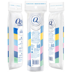 Q-tips Beauty Luxe Cotton Rounds dual-sided close-up, quilted and soft textures for makeup removal and toning