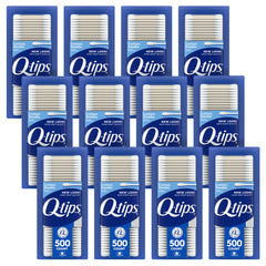 Q-tips cotton swabs front pack highlights a versatile 12-pack for beauty and hygiene tasks