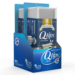 Q-tips cotton swabs closeup showing soft tips for precise makeup touch-ups.