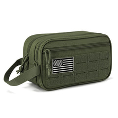QT&QY tactical toiletry bag front view highlighting rugged travel-ready design for organizing essentials.