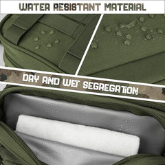QT&QY bag wet-dry compartments demonstrate organized packing in travel scenarios.