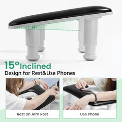 Quaferen big arm rest front angle showcases ergonomic alignment for relaxed shoulders during long manicures.
