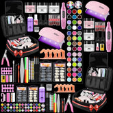 Quaferen professional nail kit contents showcase a complete at-home acrylic manicure setup.