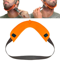 Quality Time beard-neckline shaper headband secures template during DIY trim.