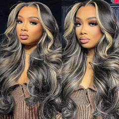 QUANDIAN 28 inch 13x6 lace front wig front view shows natural hairline for versatile parting