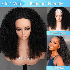 QUANDIAN Kinky Curly Half Wig glueless cap provides quick, secure wear without glue.