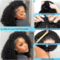 QUANDIAN Kinky Curly Half Wig invisible hairline creates seamless natural blend.