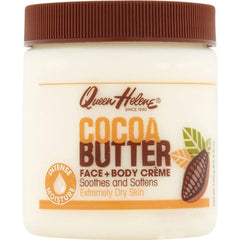 Queen Helene Cocoa Butter Face & Body Cream jar highlighting rich, deep hydration.