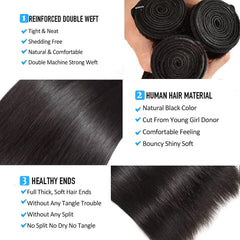 Queenset straight bundles 16inch length measure confirms true length for easy matching